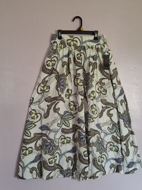 ELLA Cream Floral A-Line Midi Skirt